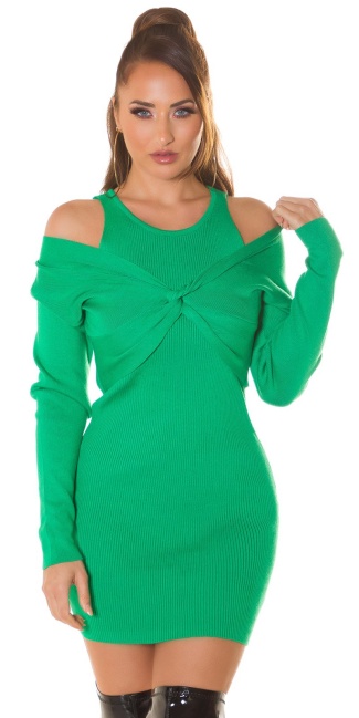 wikkellook gebreide jurk groen